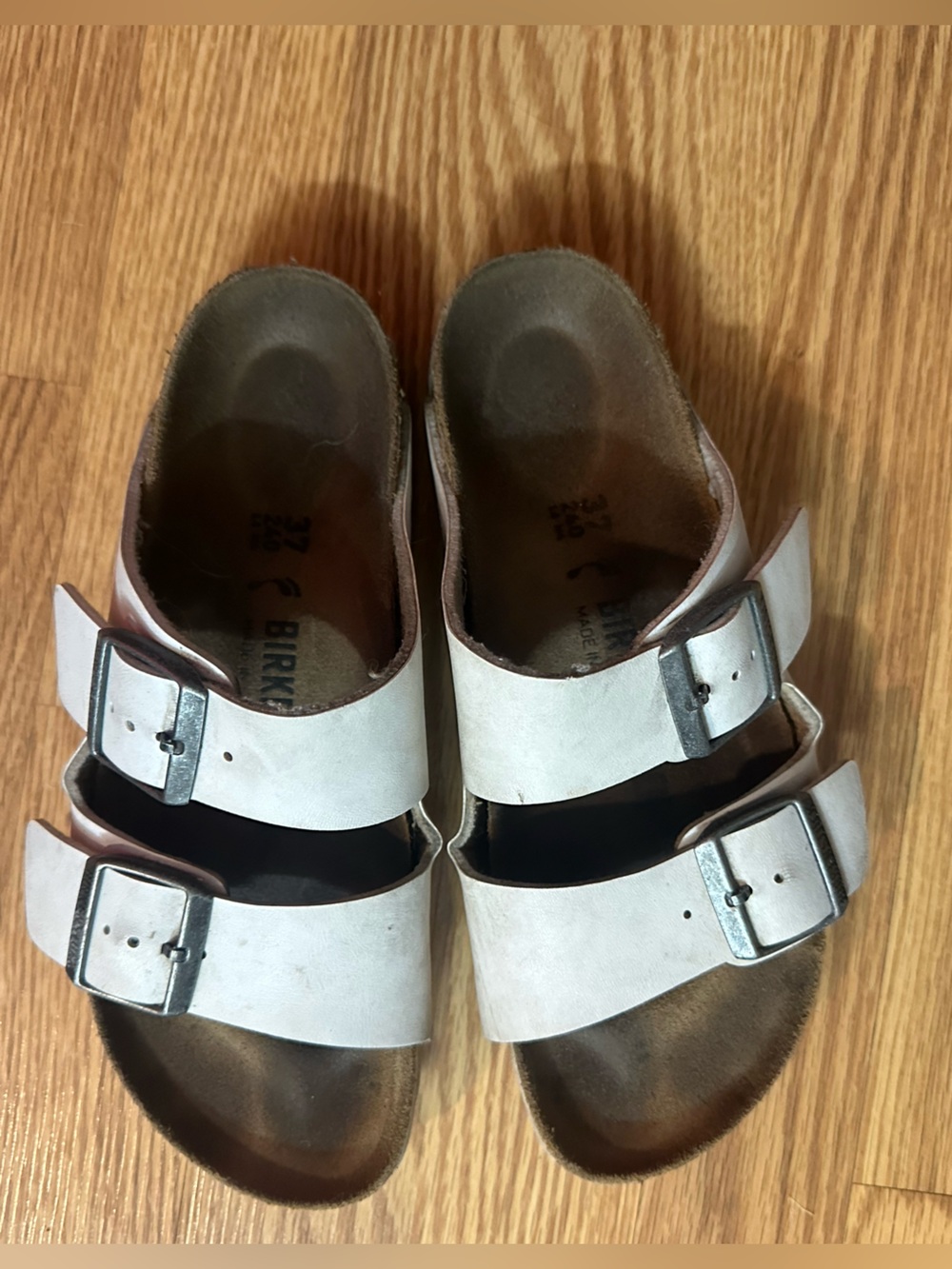 Birkenstock White Double-Strap Buckle Clogs